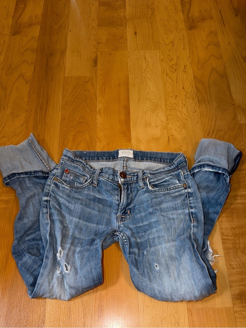 Hudson Jeans Light Blue Distressed Cuffed Capris